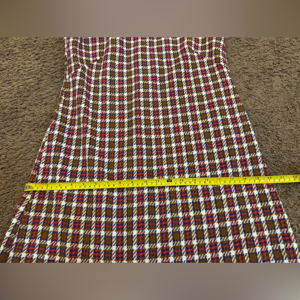 Vintage Johnny Appleseeds Plaid Wool? Midi Dress Red Brown M 8 10 50s 60s - Picture 9 of 9